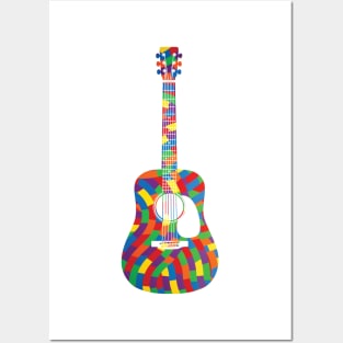 Dreadnought Style Acoustic Guitar Colorful Texture Posters and Art